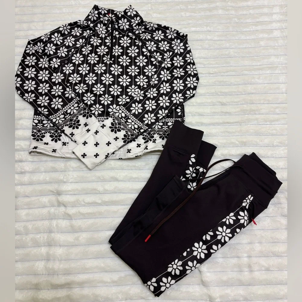 Offline Aerie Warmup high waisted pocket legging & quarter zip matching set, XS